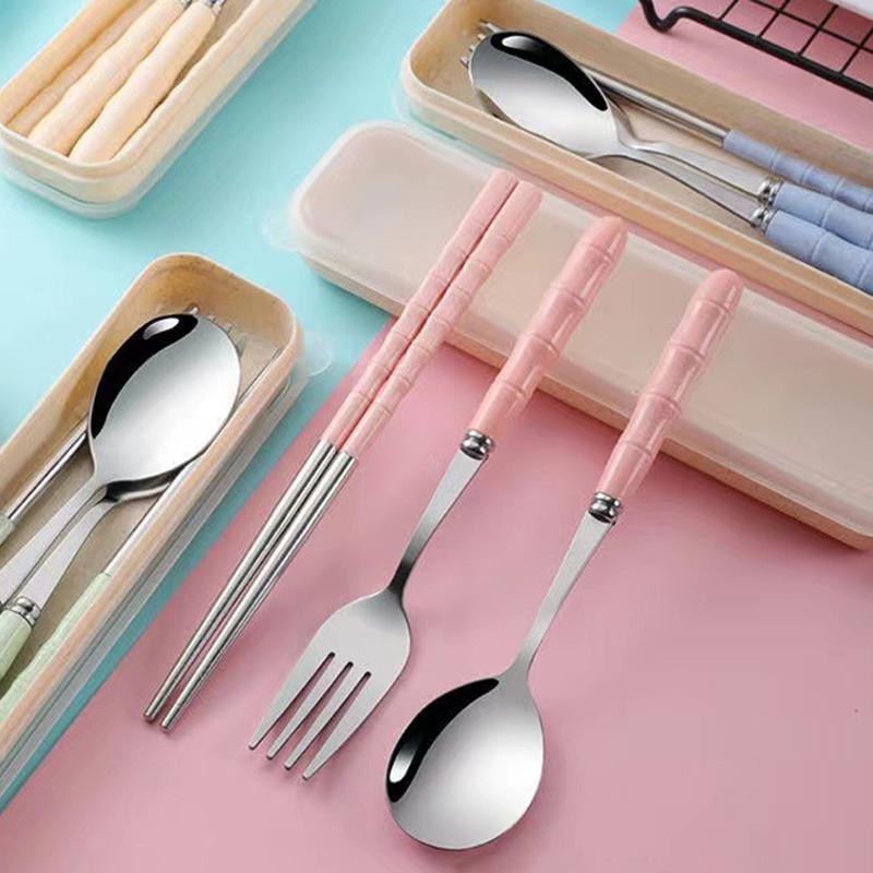 Bộ Đồ Ăn Cầm Tay Bộ Đũa, Thìa, Nĩa, Chất Liệu Thép Không Gỉ, Thích Hợp Cho Học Sinh Và Người Lớn, Lý Tưởng Cho Du Lịch, Căng Thẳng, Sử Dụng Tại Nhà 6