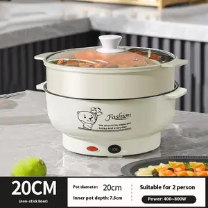 Panci Listrik Multifungsi Anti Lengket Free kukusan/Steamer Plastik Lapis Keramik Teflon cooking