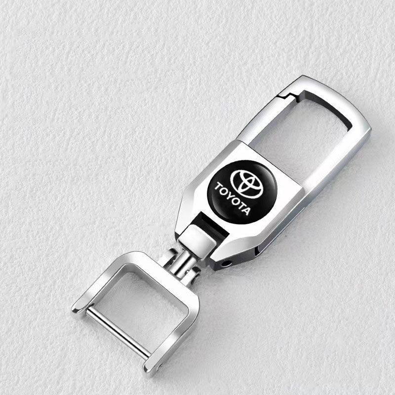 Product Introduction of 1 silver car keychain personalized creative anti-lost high-end car key ring key rope chain suitable for Toyota Corolla Avalon RAV4 Prius Allion Camry Highlander 6