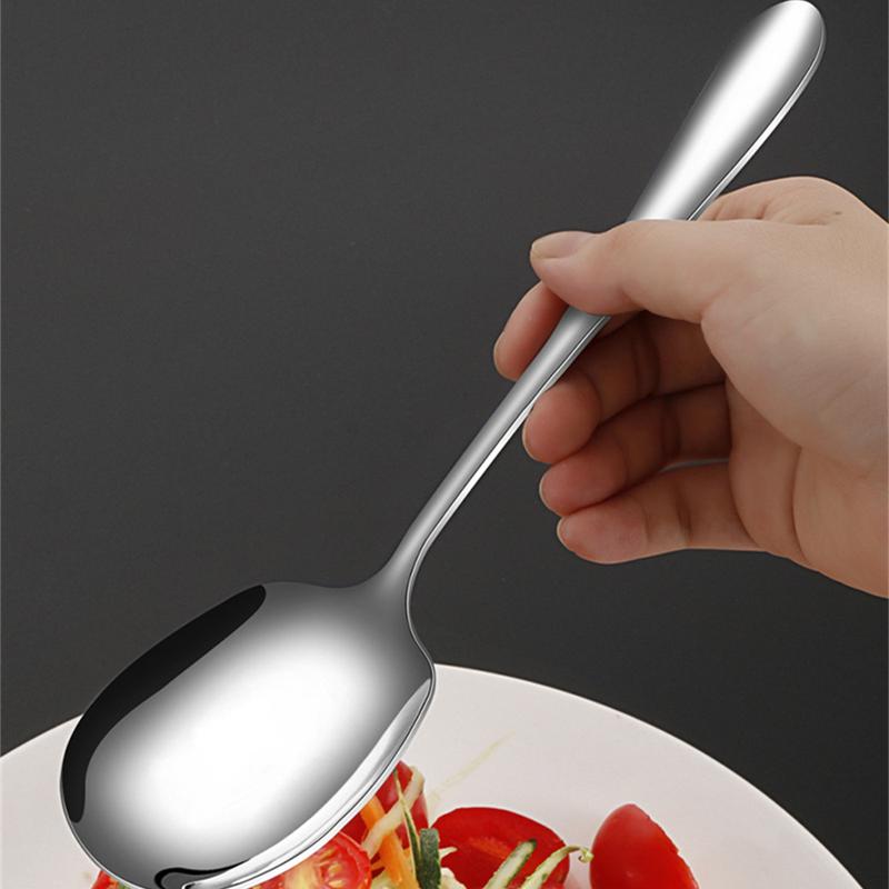 Product Introduction of Large Round Spoon 410 Stainless Steel Public Spoon Self-service Dish Spoon Hotel Restaurant Meal Spoon Rice Spoon Cutlery Tableware 18