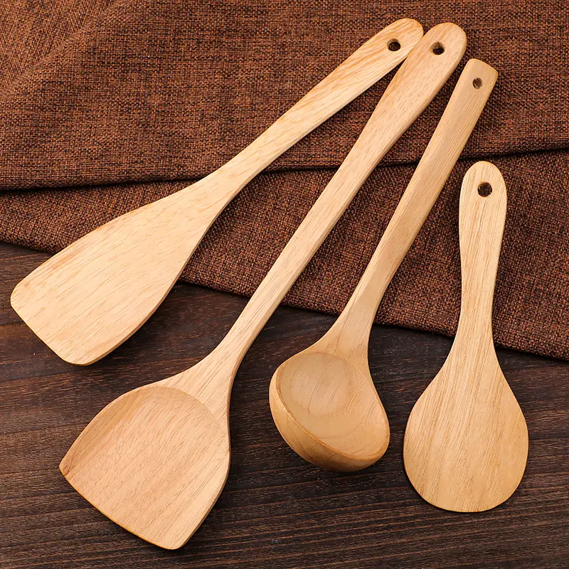 Wood Spatula Non-Stick Pan Dedicated Spatula Wooden Kitchenware Long Handle Wood Spatula Household Paint-Free Wax-Free