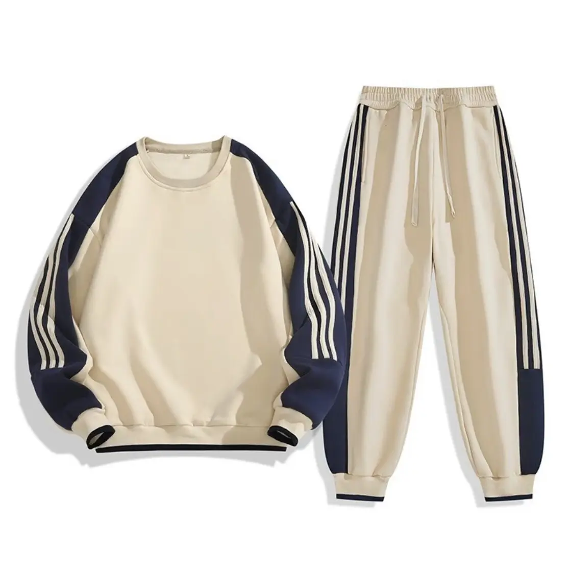 Bộ quần áo thể thao Nỉ 2 da cao cấp sọc màu unisex Thời trang nam nữ