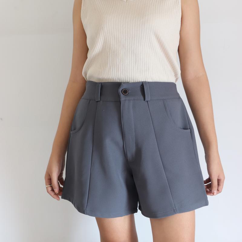 (Mã 03) Quần short lưng thun fom chữ A có túi và khóa kéo - LTTB 003 Nữ Women Đen Ong