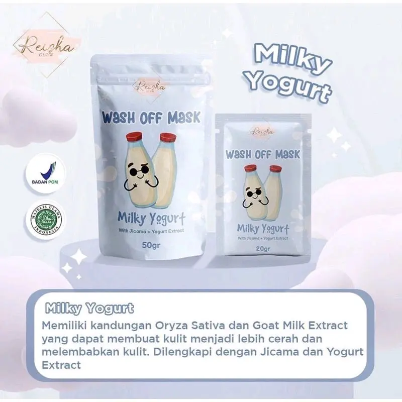 WASH OFF MASK MILK YOGURT | CHARCOAL | REMPAH HITAM | STRAWBERRY | GREENTEA | CAPPUCINO NOERA By REISHA 3