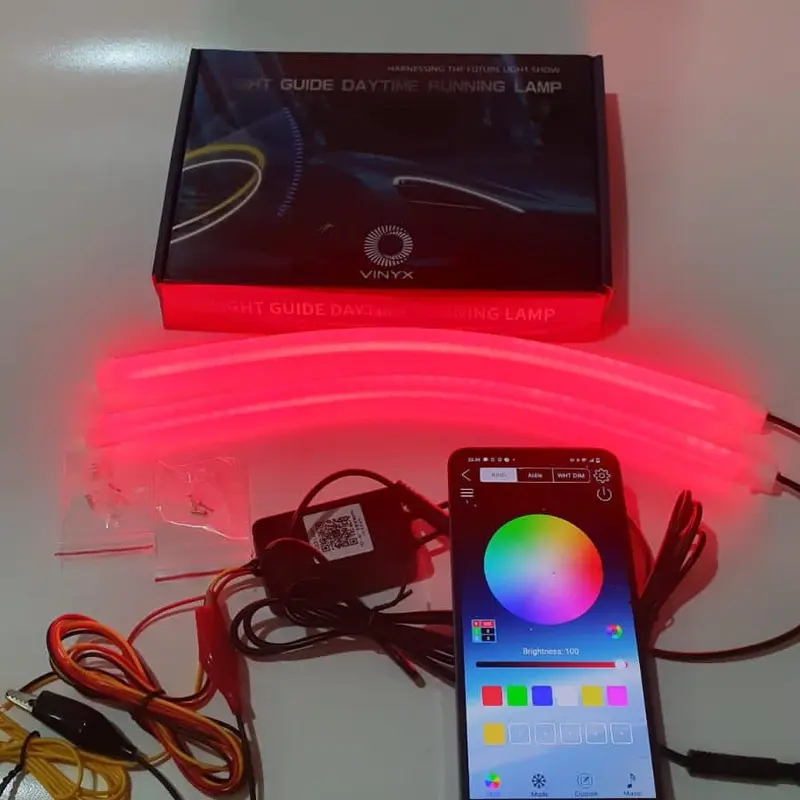 Lampu LED DRL Alis Flexibel WRGB APP 30 60 cm Welcome + RGB Matrix Mobil Motor Vinyx 30cm 60cm Selang Sein 4