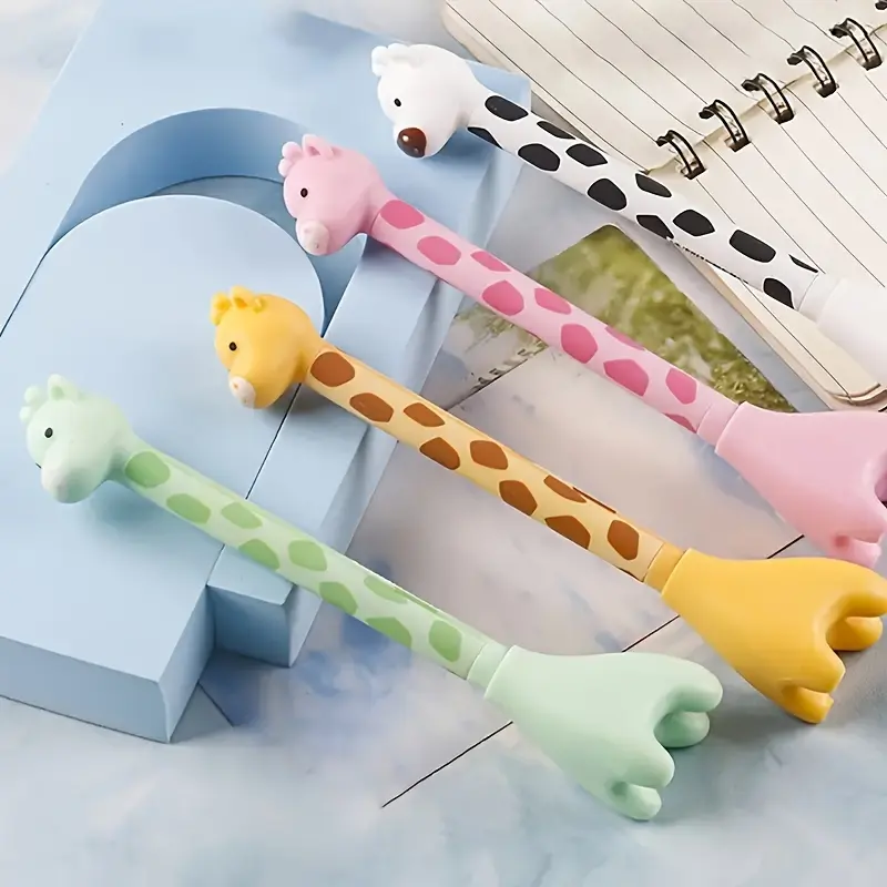 2pcs, Cute Giraffe Gel Pens With Good-looking And Realistic Shape, Smooth Writing And Exquisite Signature Pens, Back To School, School Supplies, Kawaii Stationery, Colors For School, Stationery, Writing Pens, Back To School Clearance