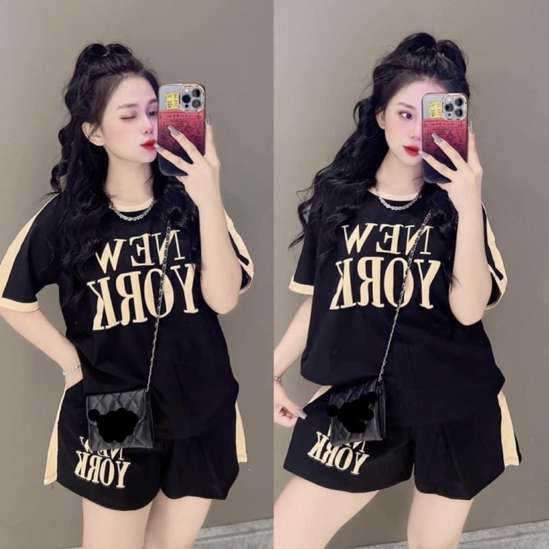  ĐỒ BỘ ĐÙI NỮ CHẤT COTTON FORM RỘNG MẶC NHÀ DỄ THƯƠNG Áo Top Women Thun 