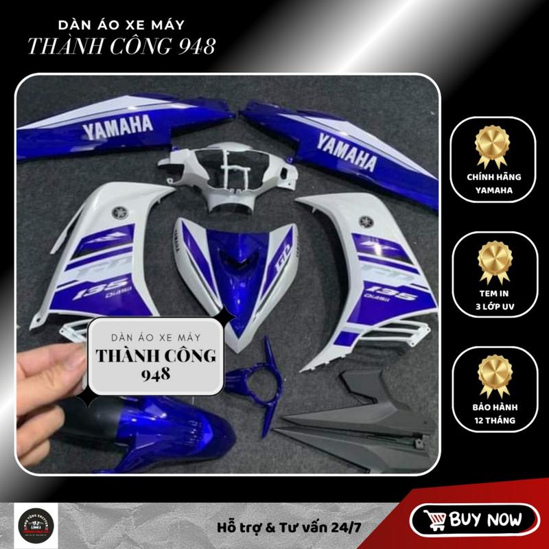  Dàn áo Exciter 135 Xanh Trắng mẫu GP - Tặng Tem Baga Phụ Kiện Phụ Tùng Sticker Decal Nhãn Dán 