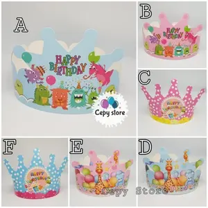 Topi Ulang Tahun Lingkar Mahkota / Topi Pesta Animal Happy Birthday