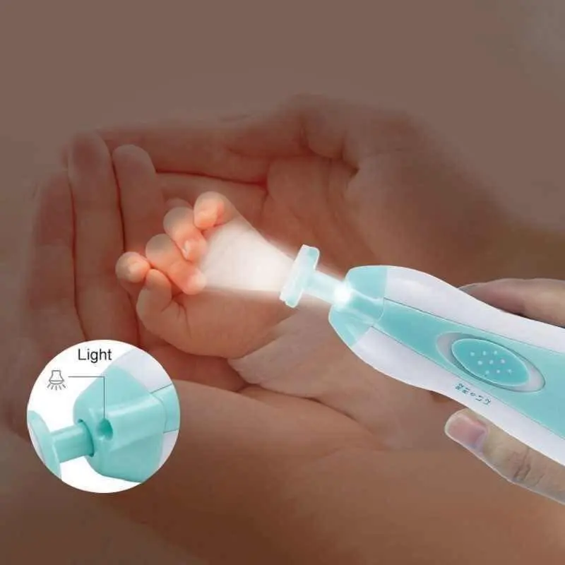 Máy dũa cắt móng tay cho bé, đồ dũa mài móng tay cho trẻ sơ sinh từ 0 tháng không cảm giác đau có đèn 6 đầu mài 7