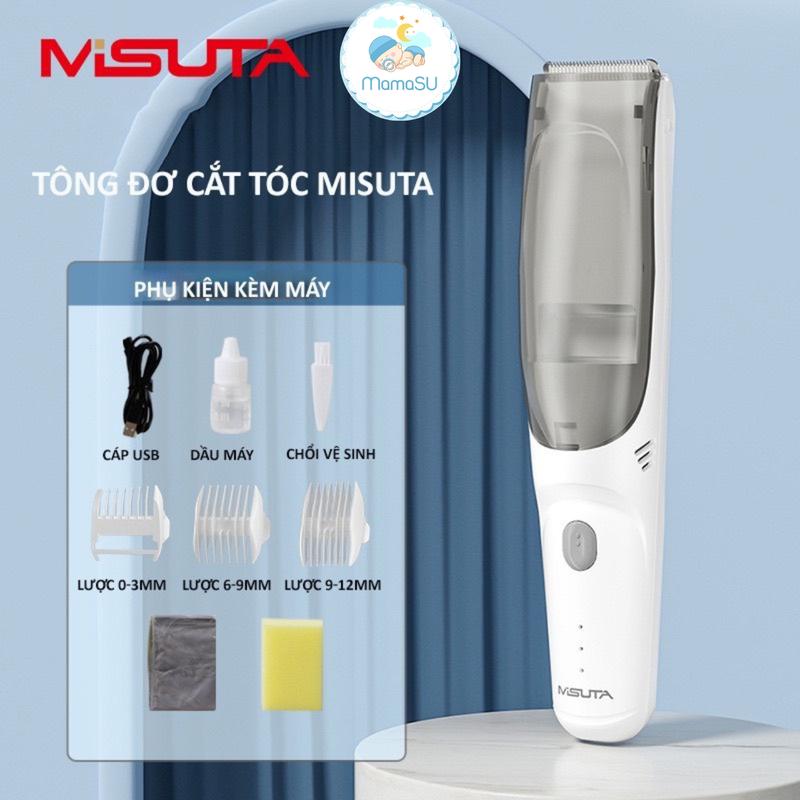 Tông Đơ Cắt Tóc Và Hớt Tóc Cho Bé MISUTA Tích Hợp Vừa Cắt Vừa Hút Tóc Tặng Kèm Miếng Quây Và Lau Tóc Trẻ Em Kem