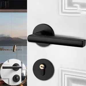 Kunci Pintu Full Handle Set Hitam Premium Door lock Aluminium Kunci Gagang Pintu Senyap Bedroom Living Room gagang  pintu kunci  smart handle  pintu gagang  pintu