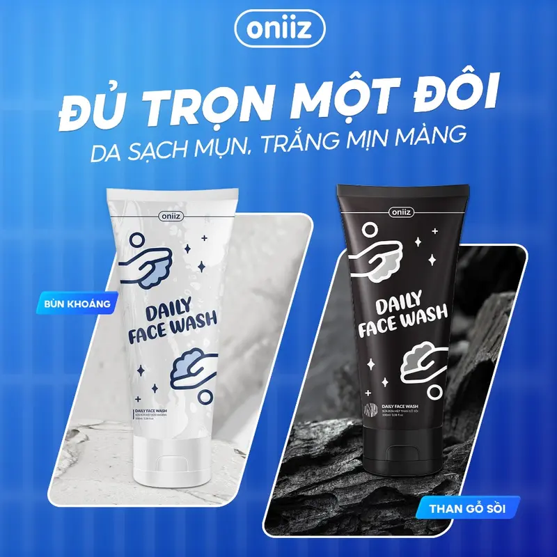 Sữa rửa mặt Daily Wash than gỗ sồi, bùn khoáng Oniiz làm sạch bụi bẩn, dầu thừa, ngừa mụn cho da 100ml Skincare Tẩy Trang Massage Son Môi Sun Cream 1