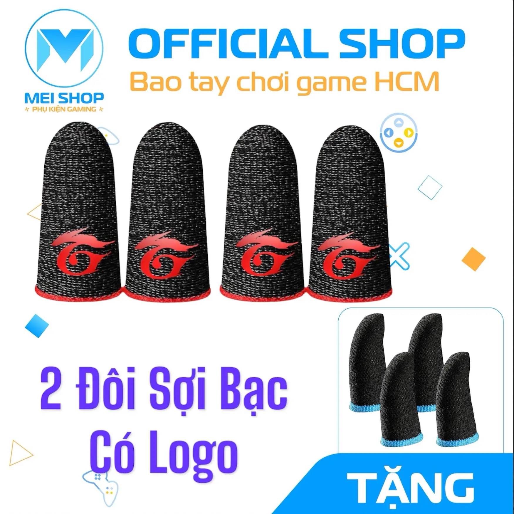Bao Tay Chơi Game Sợi Bạc Logo Garena Đỏ Phụ Kiện Chơi Điện Tử baotay memo