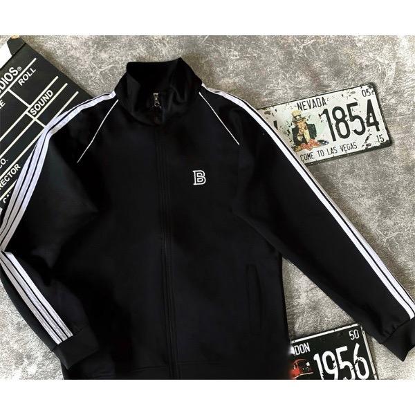 Áo Khoác Thể Thao Cao Cấp Nam Nữ Màu Đen 3 Sọc Thêu A D J Sport chất vải thun Lạnh mềm mịn không xù lông mặc chống nắng chạy bộ Tập Gym Top Trang Phục Đồng