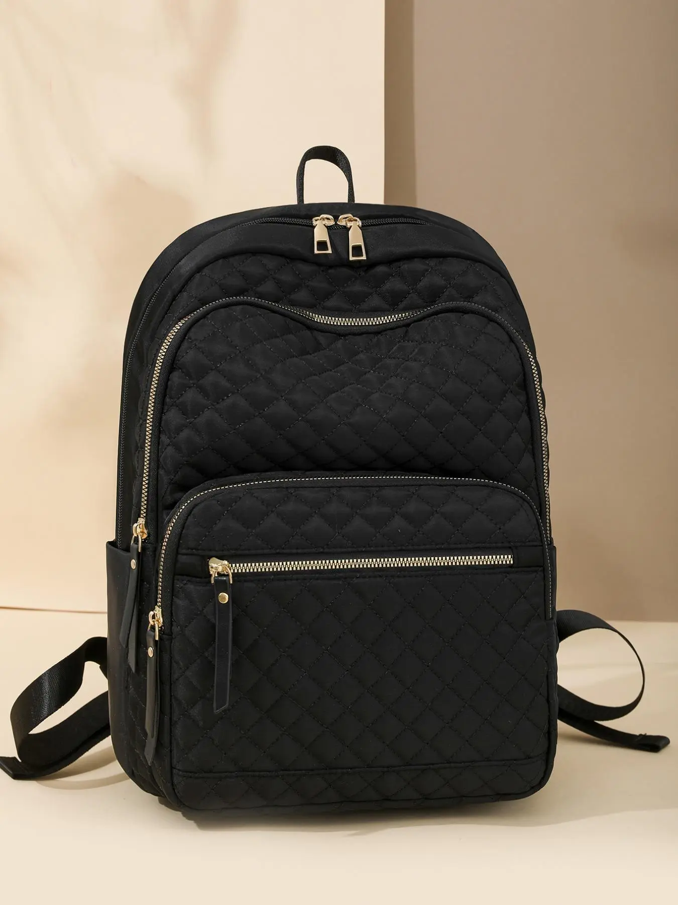 Large Capacity Quilted Backpack, Simple Commuting Double-layer Computer Slip Pocket Lightweight Backpack, Versatile and Fashionable Suitable for Work, College Students, Men and Women Durable Outdoor Travel Bags