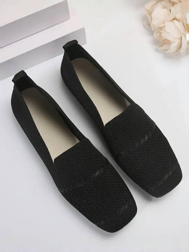 Product Introduction of Women's Fashionable Knitted Flat Shoes, Casual Comfortable Breathable Slip on Shoes for Daily Wear, Lightweight Soft Sole Shoes for Women & Girls, Running 4