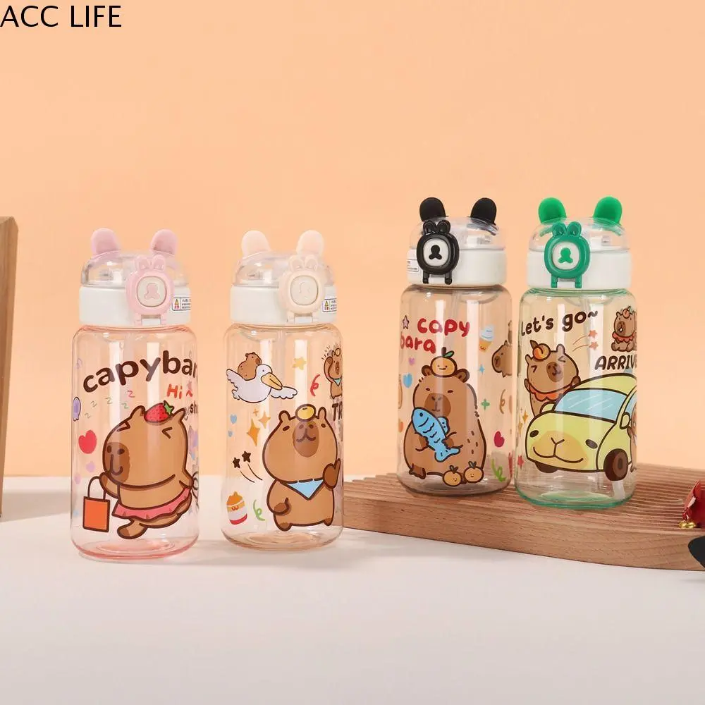 Bình Nước Capybara, ACC LIFE, Quà Tặng Trẻ Em, Dung Tích 500ml, Thiết Kế Hoạt Hình Dễ Thương, Làm Bằng Nhựa Trong Suốt, Có Ống Hút, Chống Rò Rỉ, Thích Hợp Cho Thể Thao, Lý Tưởng Cho Mùa Hè