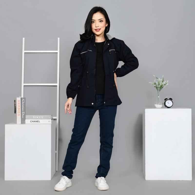 Jaket Wanita Parka Jumbo Hitam Bolak Balik Premium Tebal Kekinian 3