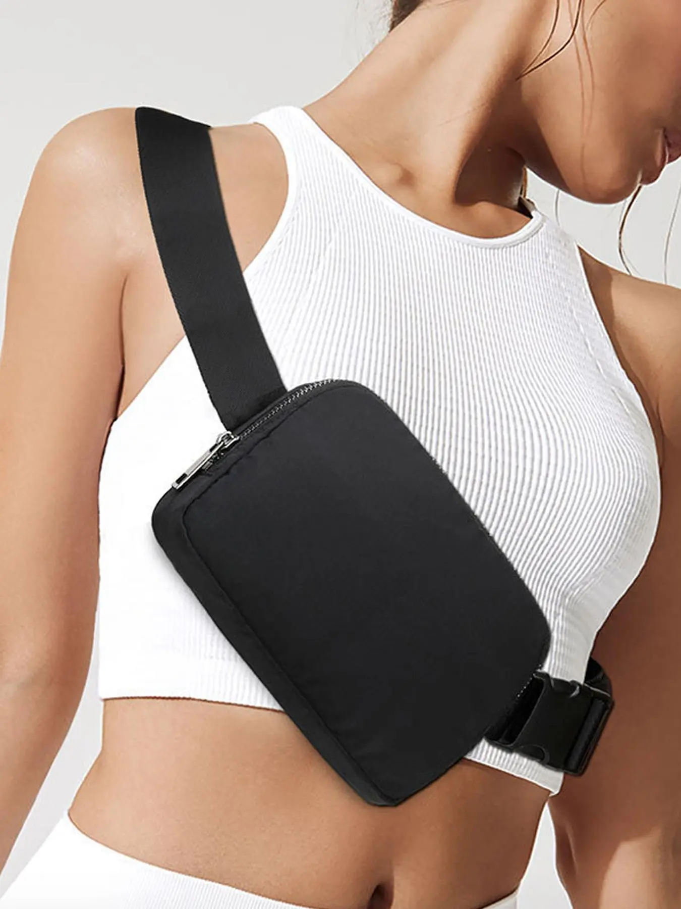 Women's Minimalist All-match Solid Color Fanny Pack, Fashionable Waist Bag for Outdoor Sports Running, Casual Sporty Sling Bag for Daily Used, Gym