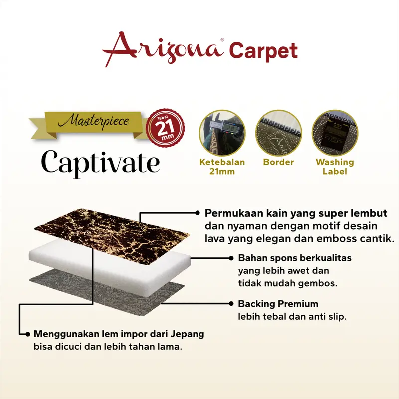 [190x270cm] Masterpiece Captivate Karpet Busa Malaysia Arizona Motif Lava Carpet 5