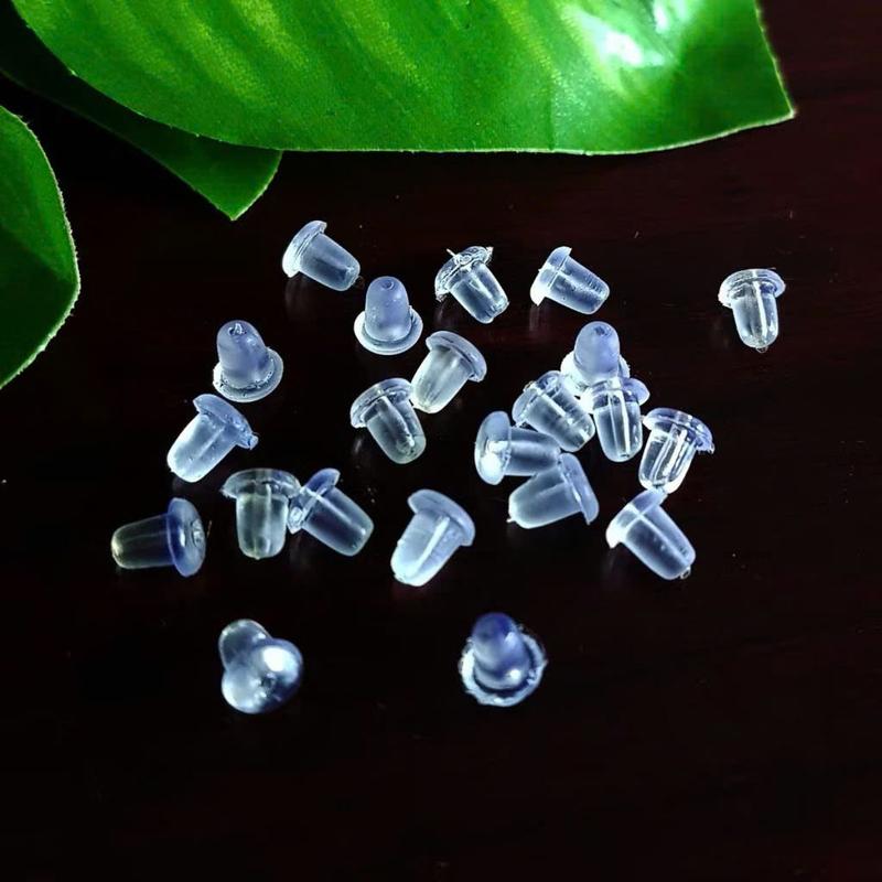 Chốt nhựa bông tai đính nút cao su silicon 4mm nút bịt khuyên tai 9