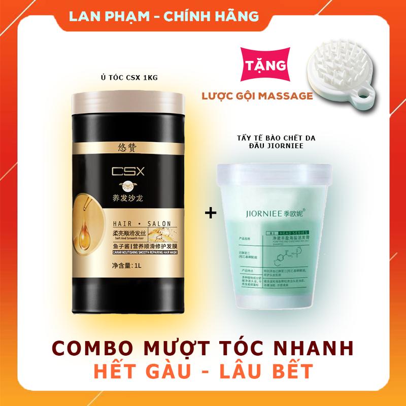 [ Tặng Lược ] COMBO MƯỢT TÓC NHANH - HẾT GÀU - LÂU BẾT . ủ tóc csx + tẩy tế bào chết Jiorniee.   Women Nữ Gội Đầu,Dưỡng Tóc,Tẩy tế bào chết da đầu,làm sạch dầu