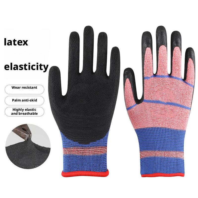 Latex Labor Protection Gloves Half-hang Dipped Elastic Gloves Women's Thick Wear-resistant Labor Protection Gloves 2
