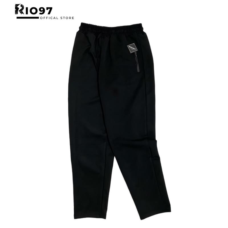 Quần Thể Thao Nam Nữ Ống Suông Poly Túi Kéo Đen Trơn Kiểu Dáng Thời Trang Menswear Thun