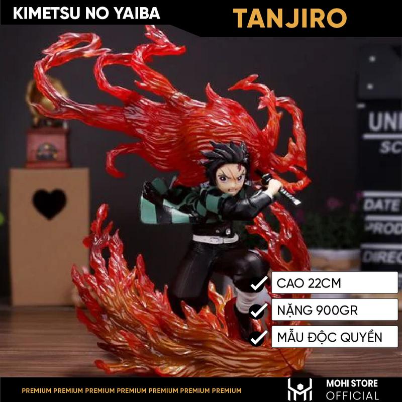 Mô hình Tanjiro Kamado trạng thái chiến đấu - hiệu ứng kiếm lửa - Kimetsu No Yaiba - Có Hộp Màu
