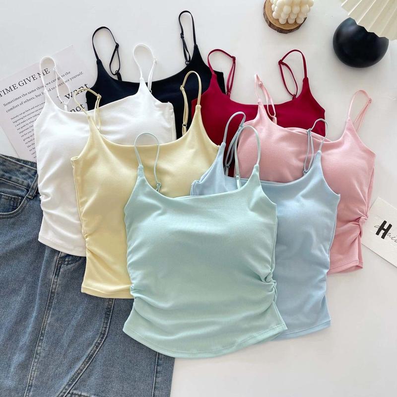 Product Introduction of [ 86k People Collection] Pure Desire Sweet and Spicy Camisole for Women, Inner Wear and Outer Wear, Beautiful Back Strap, Chest Pad, Ruched Design, Slim Fit, Flattering Top for Women 5