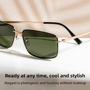 Polarized Sunglasses Men Driving Metal Square Frame Concave Shape Trendy Fashion Cool Style 8712