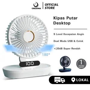 CREZONA Kipas meja Kipas mini berosilasi nirkabel rotasi 180 layar digital definisi tinggi pengoperasian ultra-senyap 20dB antarmuka Tipe-C cocok untuk penggunaan di ruang belajar/kantor FD02