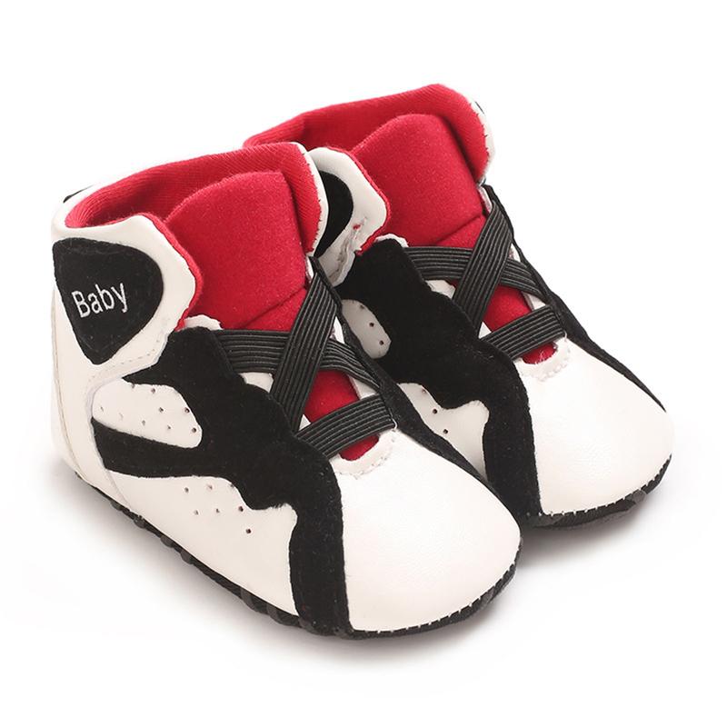 Product Introduction of Baby Boys Artificial PU Sneaker Spring Autumn High Top Anti-Slip Sole Contrast Color Flat Shoes 2