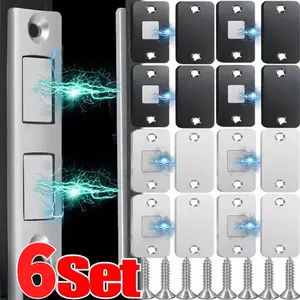 1/2/6set Penutup Pintu Magnetik Perekat Sendiri, Pengunci Kabinet Tak Terlihat, Kunci Magnetik Laci Anti-Karat, Stiker Magnet Penutup Pintu untuk Lemari