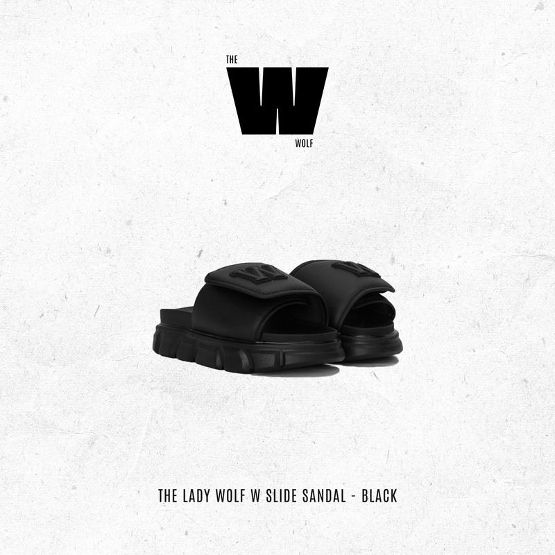 Dép Sandal Nam Nữ THEWOLF W SLIDE SANDAL - FULL BLACK Đế Bằng