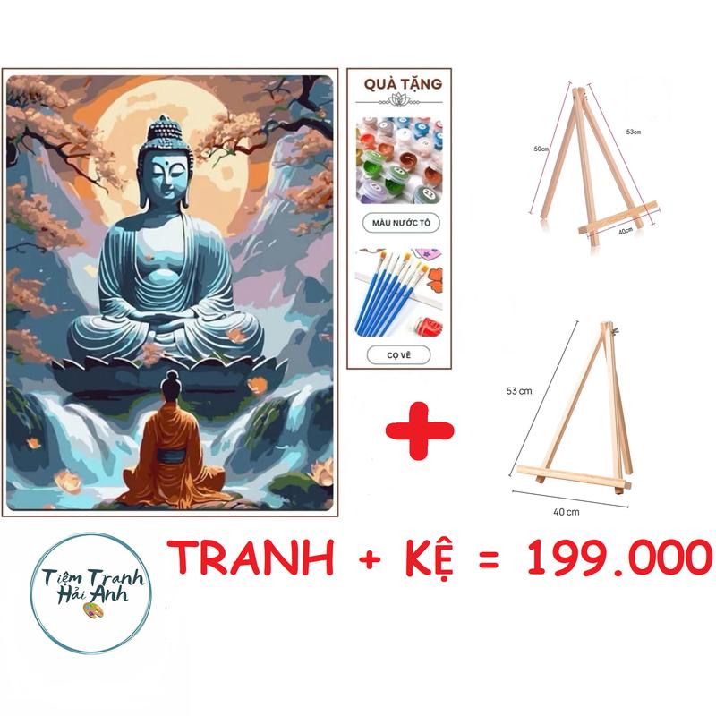  Combo Tranh số hóa Phật Giáo 40x50cm đã căng khung + giá vẽ tranh bằng gỗ chuyên dụng tô màu tranh sơn dầu số hóa Acrylic Diy Làm Đồ Handmade tranh vẽ tranh số hoá tô sần tranh tô tranh vẽ tranh 