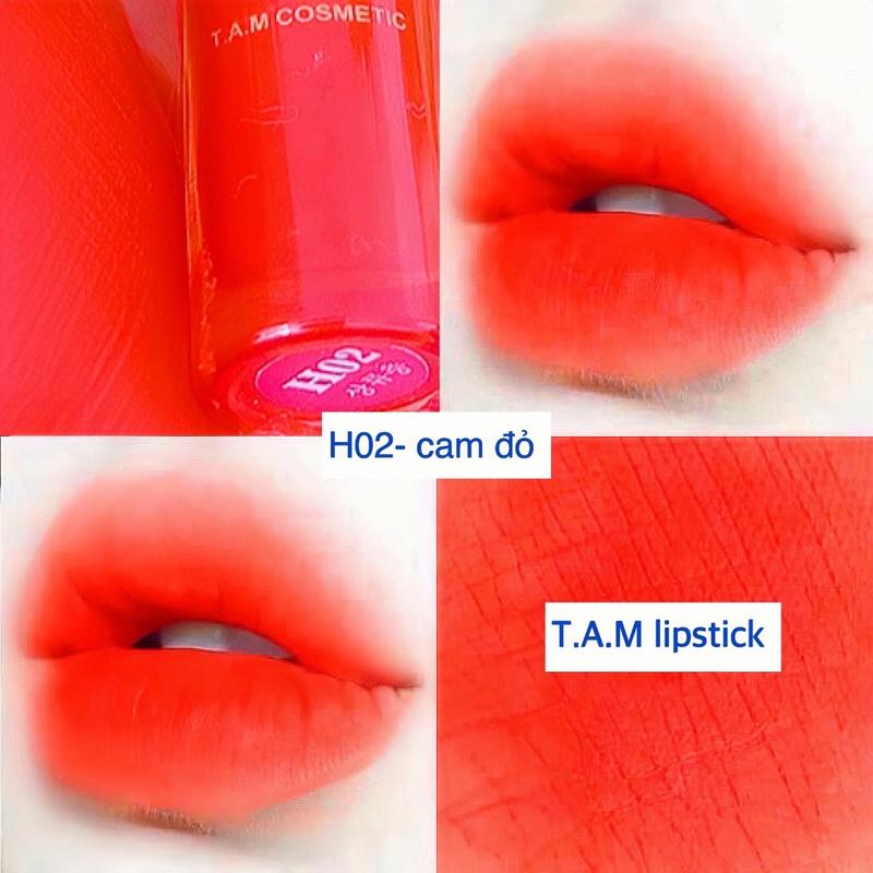 [ Cam đỏ - Đỏ Cam H02 ] Son lì không chì hãng son T.A.M mềm mịn( tặng dưỡng môi khi mua 3 son )