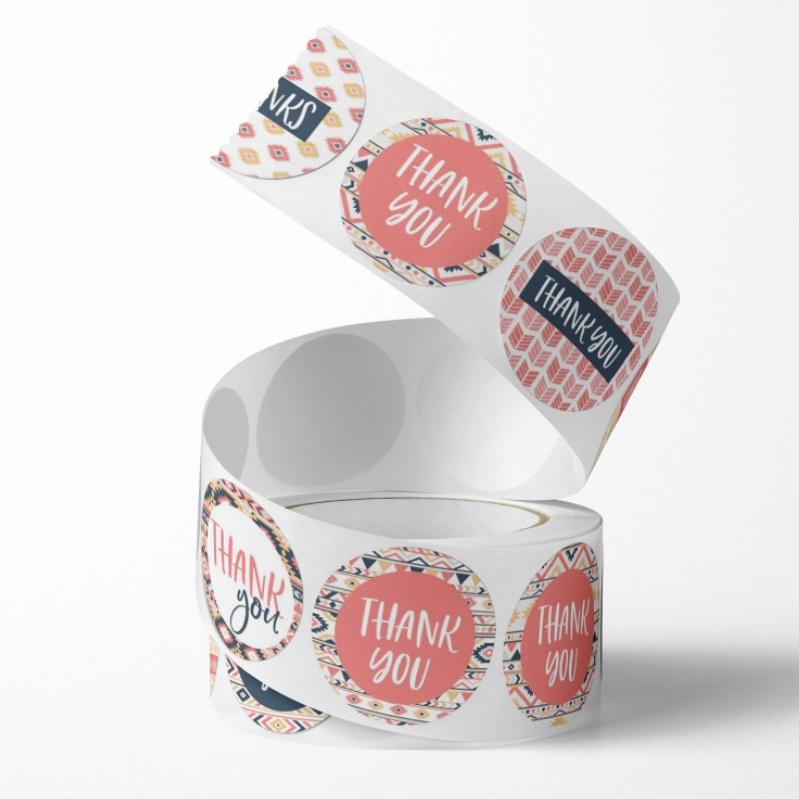 BISA COD 5195 Sticker Label PackagingTulisan Thank You isi 500 pcs Foto Roll Stiker  Stationery Paper 2