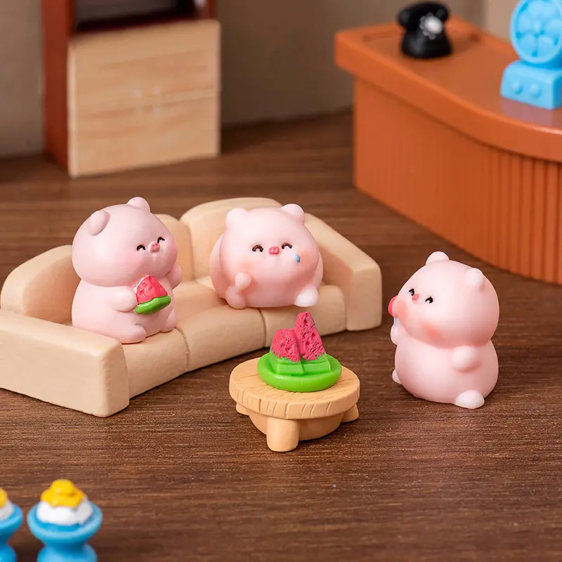 Tượng Nhỏ Con Heo Hồng Mùa Hè, Đồ Trang Trí Cảnh Quan Siêu Nhỏ Hình Heo Hoạt Hình, Mô Hình Nhà Búp Bê, Đồ Trang Trí Nội Thất Ô Tô, Trang Trí Bàn Làm Việc Tại Nhà, Kích Thước Nhỏ 3