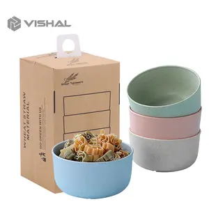 VISHAL Mangkok Wheat Straw/Mangkuk Makan Bowl Set 4pcs Warna Warni Baby Bowl Wheat Bowl /VS-9