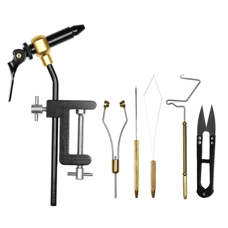 6pcs Fly Tying Tools Combo Kit Fly Tying Vise Bobbin Holder Threader Needle Whip Finisher Scissors 0