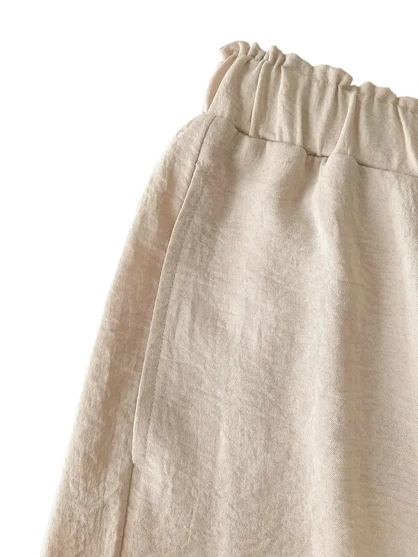 Women's Solid Color Wide Leg Pants, Casual Comfy Trousers for Summer, Fashion Women's Bottoms for Beach Vacation 3