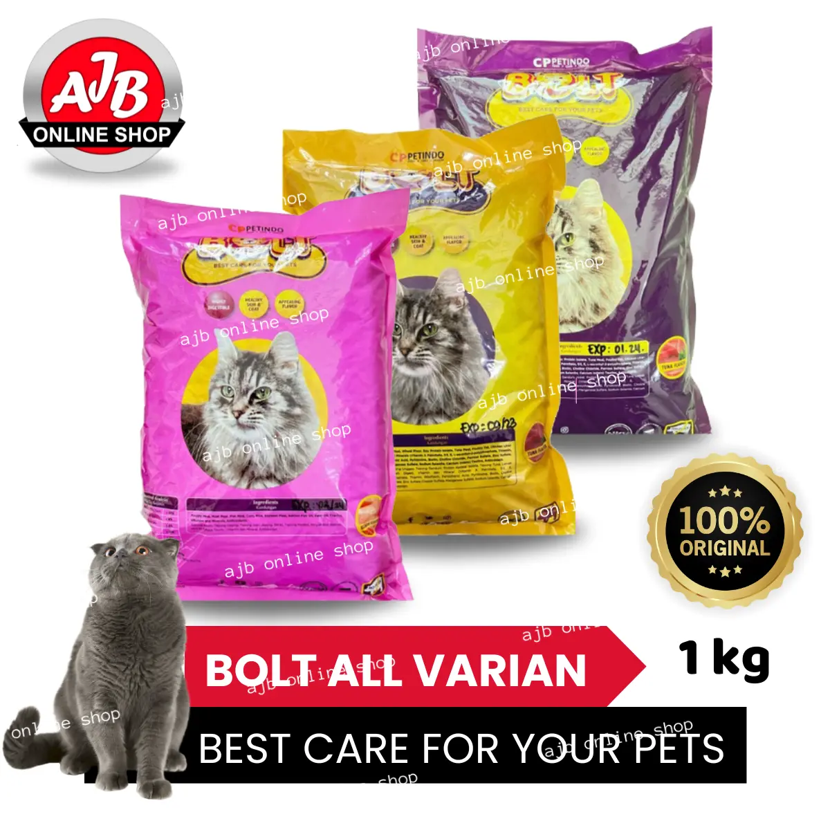 BOLT CAT FOOD MAKANAN KUCING TUNA SALMON FLAVOR BENTUK IKAN BULAT DONAT 1kg dan 800gr