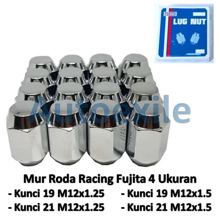 Gambar Mur Roda Racing Fujita Kunci 21 19 M12 x 1.5 1.25 Drat Lug Nut Besi Velg Mobil - Kunci 19 M12x1.25 dari Autoexile Kota Medan 3 Tokopedia