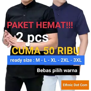 PAKET 2PCS CUMA 50RIBU KEMEJA POLOS PRIA LENGAN PENDEK KATUN