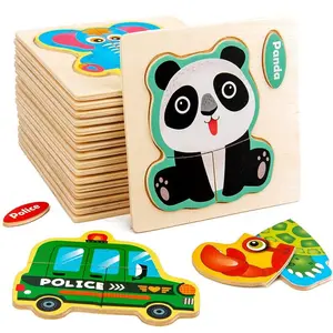 Puzzle Jigsaw Wooden Puzzle Jigsaw Kayu Anak Karakter Hewan dan Kendaraan Lucu Puzzle Wooden