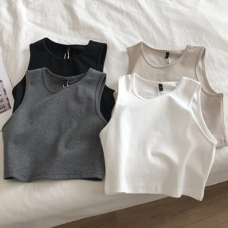 Product Introduction of Áo Vest Ngắn Co Giãn Dành Cho Nữ, Dáng Ôm, Cạp Cao, Bó Sát, Màu Trơn Cổ Tròn, Có Thể Mặc Bên Trong, Áo Ngắn, Phong Cách Mới Mùa Hè 2025, Thích Hợp Cho Học Sinh 9