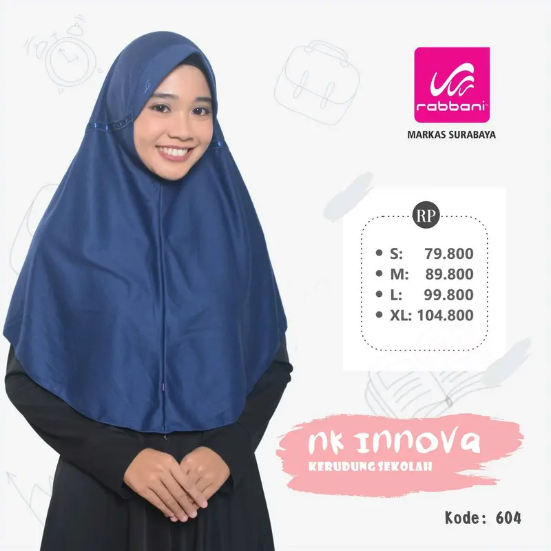 Kerudung Rabbani Sekolah Ori NK Innova Pita Luar Ori Rabbani Kerudung Sekolah 8