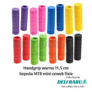Delibaru Handgrip panjang 11,5 cm hamfat warna pink ungu grip sepeda mini cewek